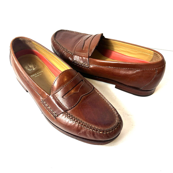 Cole Haan Grand.Os Pinch Hand Sewn Brown Leather Penny Loafer Shoe Mens Sz 10.5M - Picture 3 of 12